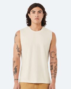 BELLA + CANVAS 3483 Jersey Muscle Tank – Natural (on model)