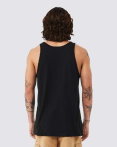 BELLA + CANVAS 3484 Unisex Triblend Tank – Solid Black Triblend (on model back)
