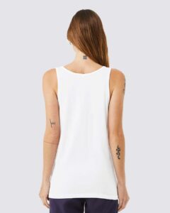 BELLA + CANVAS 3484 Unisex Triblend Tank – Solid White Triblend (on model back)