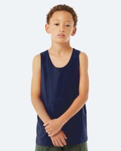 BELLA + CANVAS 3480Y Youth Jersey Tank – Navy (on model)