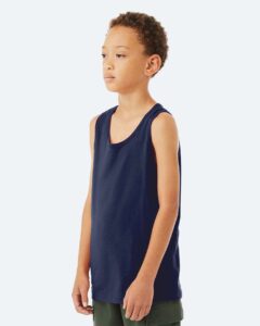 BELLA + CANVAS 3480Y Youth Jersey Tank – Navy (on model side)