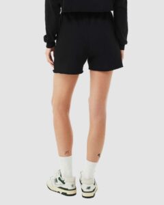 BELLA + CANVAS 3787 Women’s Cutoff Shorts – Black (on model back)