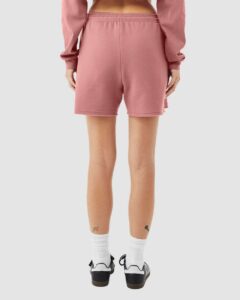 BELLA + CANVAS 3787 Women’s Cutoff Shorts – Mauve (on model back)