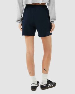 BELLA + CANVAS 3787 Women’s Cutoff Shorts – Navy (on model back)