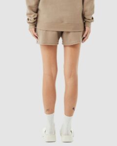 BELLA + CANVAS 3787 Women’s Cutoff Shorts – Tan (on model back)