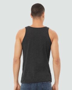 BELLA + CANVAS 3480CVC Unisex Heather CVC Tank – Dark Grey Heather (on model back)
