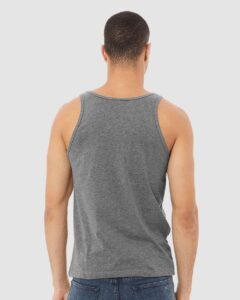 BELLA + CANVAS 3480CVC Unisex Heather CVC Tank – Deep Heather (on model back)