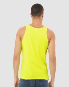 BELLA + CANVAS 3480CVC Unisex Heather CVC Tank – Neon Yellow (on model back)