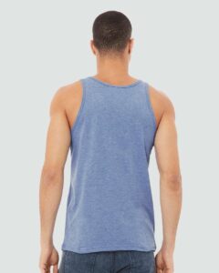BELLA + CANVAS 3484 Unisex Triblend Tank – Blue Triblend (on model back)