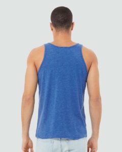 BELLA + CANVAS 3484 Unisex Triblend Tank – True Royal Triblend (on model back)