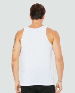 BELLA + CANVAS 3484 Unisex Triblend Tank – White Fleck Triblend (on model back)