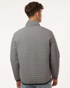 DRI DUCK 5303 Men’s Keystone Quilted Pullover – Grey (on model back)