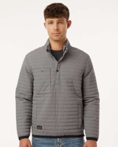 DRI DUCK 5303 Men’s Keystone Quilted Pullover – Grey (on model)
