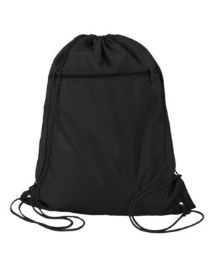 Q-Tees Q135200 Polyester Drawstring Backpack – Black