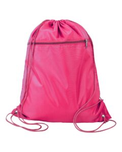 Q-Tees Q135200 Polyester Drawstring Backpack – Hot Pink