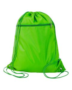 Q-Tees Q135200 Polyester Drawstring Backpack – Lime Green