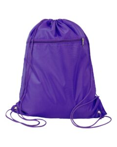 Q-Tees Q135200 Polyester Drawstring Backpack – Purple