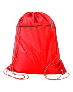 Q-Tees Q135200 Polyester Drawstring Backpack – Red