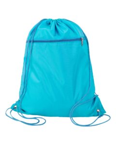 Q-Tees Q135200 Polyester Drawstring Backpack – Turquoise