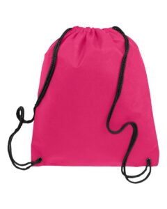 Q-Tees Q1235 Non-Woven Drawstring Bag – Hot Pink (back)