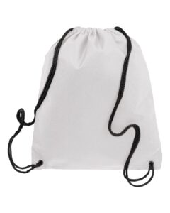 Q-Tees Q1235 Non-Woven Drawstring Bag – White (back)