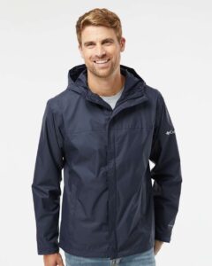Columbia 212480 Men’s Watertight™ II Rain Jacket – Collegiate Navy (on model)