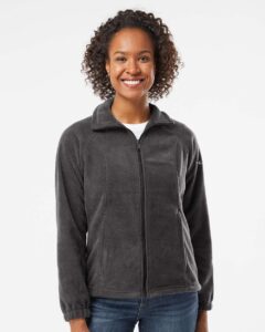 Columbia 212470 Women’s Benton Springs™ Fleece Full-Zip Jacket – Charcoal Heather (on model)