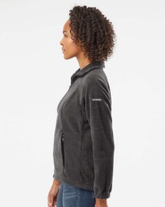 Columbia 212470 Women’s Benton Springs™ Fleece Full-Zip Jacket – Charcoal Heather (on model side)