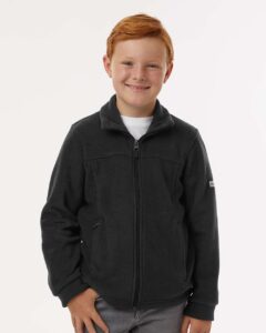 Columbia 212479 Youth Steens Mountain™ II Fleece Full-Zip Jacket – Black (on model)