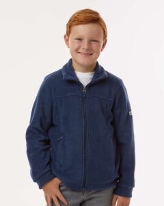 Columbia 212479 Youth Steens Mountain™ II Fleece Full-Zip Jacket – Collegiate Navy (on model)