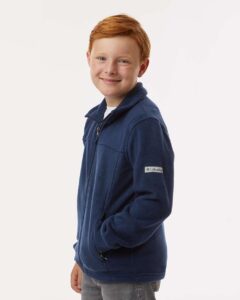 Columbia 212479 Youth Steens Mountain™ II Fleece Full-Zip Jacket – Collegiate Navy (on model side)
