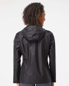 Columbia 212481 Women’s Arcadia™ II Rain Jacket – Black (on model back)