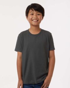 Tultex 235 Youth Fine Jersey T-Shirt – Charcoal (on model)