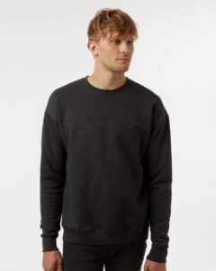 Tultex 340 Unisex Fleece Crewneck Sweatshirt – Heather Graphite (on model)
