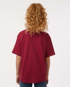 M&O 4850 Youth Gold Soft Touch T-Shirt – Cardinal Red (on model back)