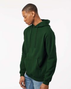 Tultex 320 Unisex Fleece Hooded Sweatshirt – Forest (on model side)