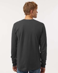 Tultex 202LS Unisex Fine Jersey Long Sleeve T-Shirt – Charcoal (on model back)