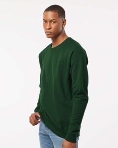 Tultex 340 Unisex Fleece Crewneck Sweatshirt – Forest (on model side)