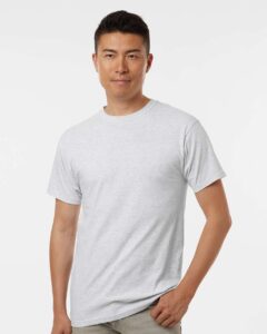 M&O 4800 Men’s Gold Soft Touch T-Shirt – Ash (on model)