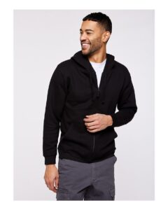 LAT 6927 Unisex Full-Zip Hoodie Sweatshirt – Black (on model)
