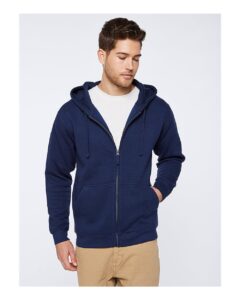 LAT 6927 Unisex Full-Zip Hoodie Sweatshirt – Navy (on model)