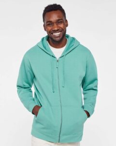 LAT 6927 Unisex Full-Zip Hoodie Sweatshirt – Saltwater (on model)