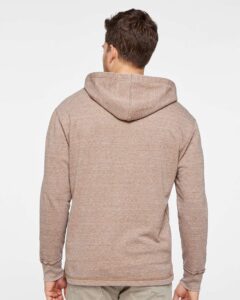 LAT 6936 Unisex Vintage Wash Hoodie Sweatshirt – Weathered Coyote Brown (on model back)