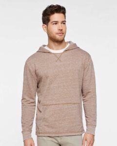 LAT 6936 Unisex Vintage Wash Hoodie Sweatshirt – Weathered Coyote Brown (on model)