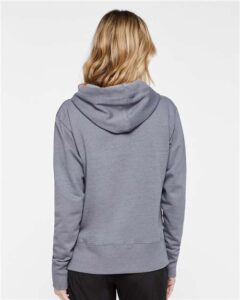LAT 3536 Women’s Vintage Wash Hoodie Sweatshirt – Washed Grey (on model back)