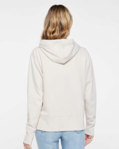 LAT 3536 Women’s Vintage Wash Hoodie Sweatshirt – Washed Natural (on model back)