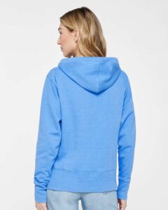 LAT 3536 Women’s Vintage Wash Hoodie Sweatshirt – Washed Tradewind (on model back)