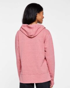 LAT 3536 Women’s Vintage Wash Hoodie Sweatshirt – Weathered Mauvelous (on model back)