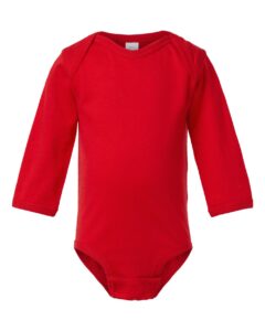 Rabbit Skins 4421 Infant Fine Jersey Long Sleeve Bodysuit – Red