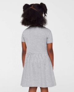 Rabbit Skins 5333 Toddler Fine Jersey Dress – Heather (on model back)